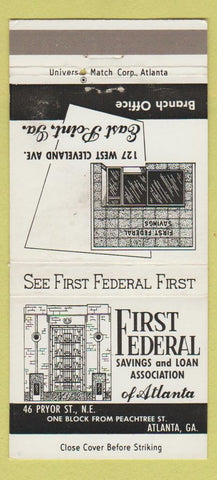 Matchbook Cover - First Federal Savings and Loan Atlanta GA 30 Strike