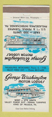 Matchbook Cover - George Washington Motor Lodge King of Prussia PA 30 Strike