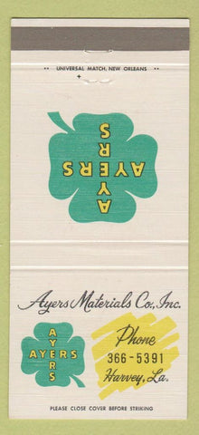Matchbook Cover - Ayers Materials Company Harvey LA 30 Strike