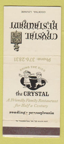 Matchbook Cover - Crystal Restaurant Reading PA 30 Strike