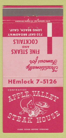 Matchbook Cover - Contratto's Apple Valley Steak House Long Beach CA 30 Strike