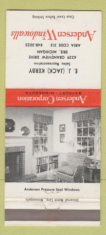 Matchbook Cover - Andersen Windows EJ Jack Kerby Erie MI 30 Strike