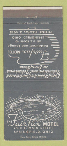 Matchbook Cover - Fairfax Motel Springfield OH WEAR 30 Strike