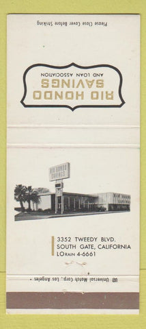 Matchbook Cover - Rio Hondo Savings and Loan South Gate CA 30 Strike