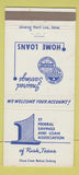 Matchbook Cover - 1st Federal Savings and Loan Rush TX 30 Strike