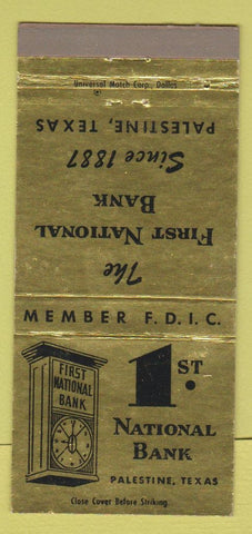 Matchbook Cover - 1st National Bank Palestine TX 30 Strike