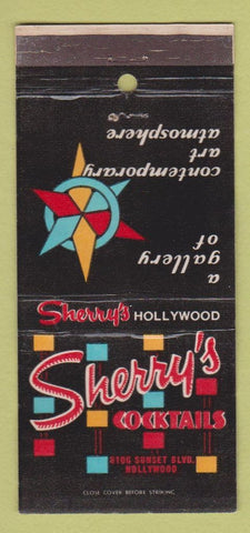 Matchbook Cover - Sherry's Cocktails Hollywood CA WORN 30 Strike