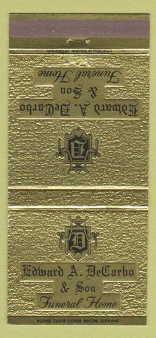 Matchbook Cover - Edward DeCarbo Funeral Home New Castle PA 30 Strike