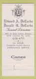 Matchbook Cover - Edward DeCarbo Funeral Home New Castle PA 30 Strike