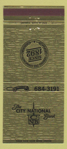 Matchbook Cover - City National Bank  Murphysboro IL 30 Strike