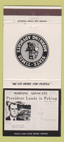 Matchbook Cover Morning Advocate News Baton Rouge LA Richard Nixon 30 Strike