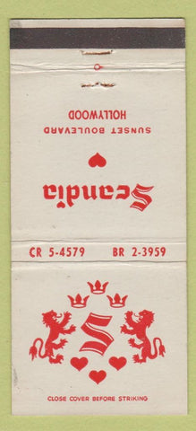 Matchbook Cover - Scandia Restaurant Hollywood CA WEAR 30 Stick
