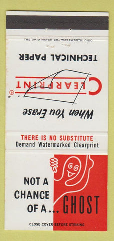 Matchbook Cover - Clearprint Technical Paper Dieterich Post WEAR 30 Strike
