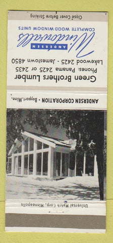 Matchbook Cover - Andersen Windows Green Bros Lumber 30 Strike
