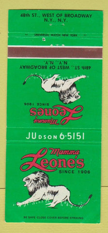 Matchbook Cover - Mamma Leone's New York City restaurant 30 Strike