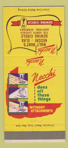 Matchbook Cover - Necchi Sewing Machines Hastings NE 30 Strike