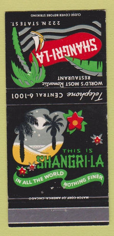 Matchbook Cover - Shangri LA Restaurant Chicago IL Cantonese 30 Strike