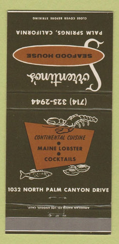 Matchbook Cover - Sorrentino's Seafood House Palm Springs CA 30 Strike