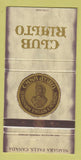 Matchbook Cover - Club Rialto Niagara Falls ON 30 Strike