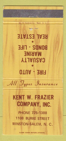 Matchbook Cover - Kent Frazier Insurance Real Estate Winston Salem NC 30 Strike