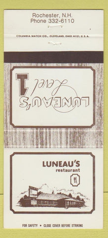Matchbook Cover - Luneau's Restaurant Rochester NH 30 Strike