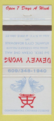 Matchbook Cover - Dewey Wong Atlantic City NJ New York City Chinese 30 Strike