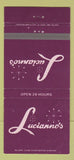 Matchbook Cover - Lucianno's Youngstown OH 30 Strike