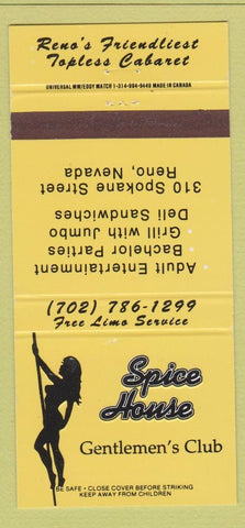Matchbook Cover - Spice House Strip Club Reno NV girlie 30 Strike
