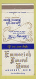 Matchbook Cover - Emmerich Funeral Home Amherst OH 30 Strike