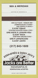 Matchbook Cover - Jacks are Better Indianapolis IN 30 Strike