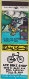 Matchbook Cover - Ace Bike Shop Bell Gardens CA lawn mowers