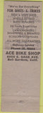 Matchbook Cover - Ace Bike Shop Bell Gardens CA lawn mowers