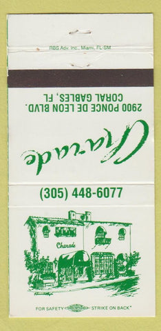 Matchbook Cover - Charade Coral Gables FL WEAR 30 Strike