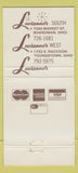Matchbook Cover - Lucianno's Restaurant Youngstown Boardman OH 30 Strike