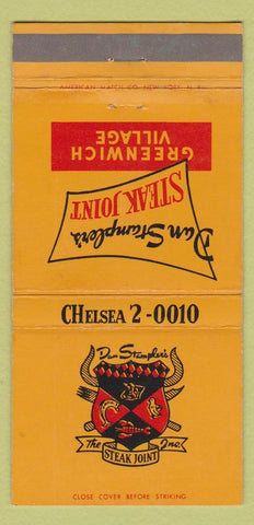 Matchbook Cover - Dan Stampler's Steak Joint New York City WEAR 30 Strike