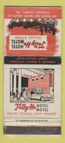 Matchbook Cover - Tally Ho Hotel Motel Chester County PA WORN 30 Strike