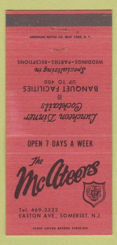 Matchbook Cover - McAteers Restaurant Somerset NJ 30 Strike