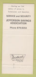 Matchbook Cover - Jefferson Savings West Jefferson OH 30 Strike