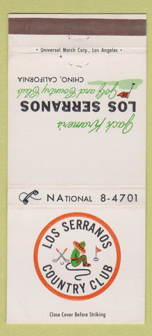 Matchbook Cover Jack Kramer's Los Serranos Golf Country Club Chino CA 30 Strike