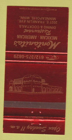 Matchbook Cover - Montanita's Mexican Restaurant Minneapolis MN 30 Strike