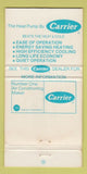 Matchbook Cover - Carrier Air Conditioning Heating Memphis TN WEAR 30 Strike