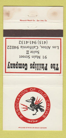 Matchbook Cover - Phillips Company Old Crows Los Altos CA WORN 30 Strike