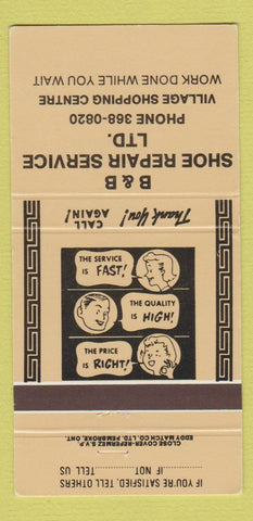Matchbook Cover - B&B Shoe Repair Canada 30 Strike