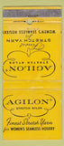 Matchbook Cover - Agilon Nylon Women's Hosiery WORN 30 Strike