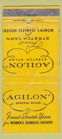 Matchbook Cover - Agilon Nylon Women's Hosiery WORN 30 Strike