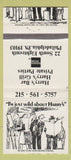 Matchbook Cover - Harry's Bar Grill Philadelphia PA 30 Strike
