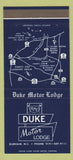 Matchbook Cover - Duke Motor Lodge Durham NC 30 Strike
