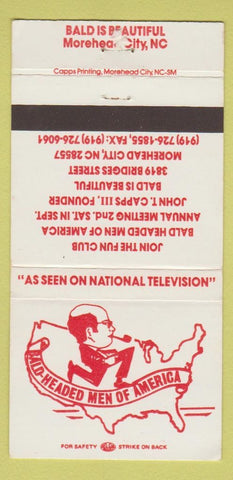 Matchbook Cover - Bald Headed Men Club Morehead City NC 30 Strike