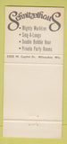 Matchbook Cover - Schnitzelhaus Milwaukee WI Wurlitzer Pipe Organ 30 Strike