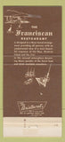 Matchbook Cover - Franciscan Restaurant San Francisco CA MISPRINT 30 Strike